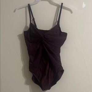 Miraclesuit Deep Plum Twist-Front One-Piece Swimsuit